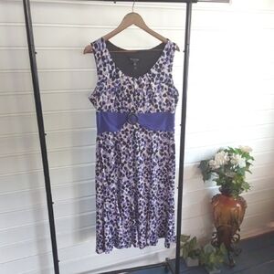 Kasper Purple and Black Patterned Midi Dress By Perceptions New York Size XL